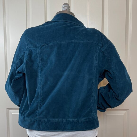 Teal blue corduroy trucker jacket size 1X - Picture 2 of 7